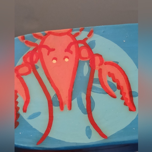 GORG! Dr Scholls Hand-painted Lobster Crayfish Sandals, Wood Red Leather Sz 8 - Picture 10 of 15